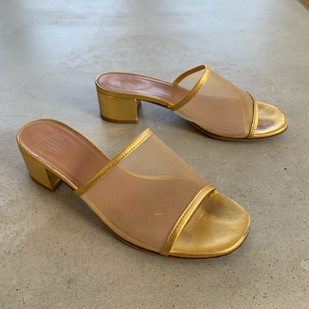 Maryam Nassir Zadeh Martina Mesh Slide in Gold